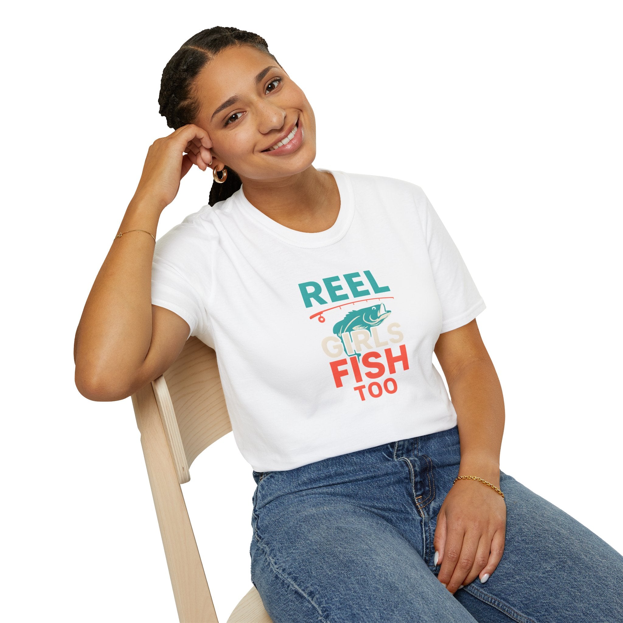 Reel Girls Fish Too T-Shirt — Women's Fishing Tee for Outdoor Anglers   30% off in the shopping cart