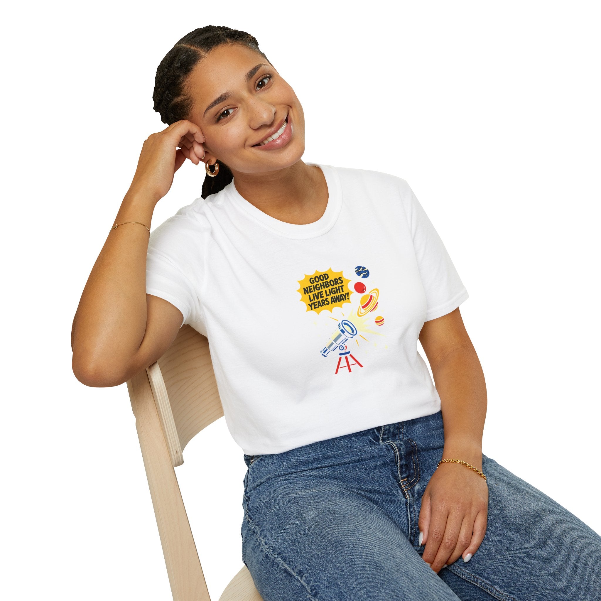 Space Telescope Poster T-Shirt — Stargazing Hobbyist Tee     30% off in the shopping cart