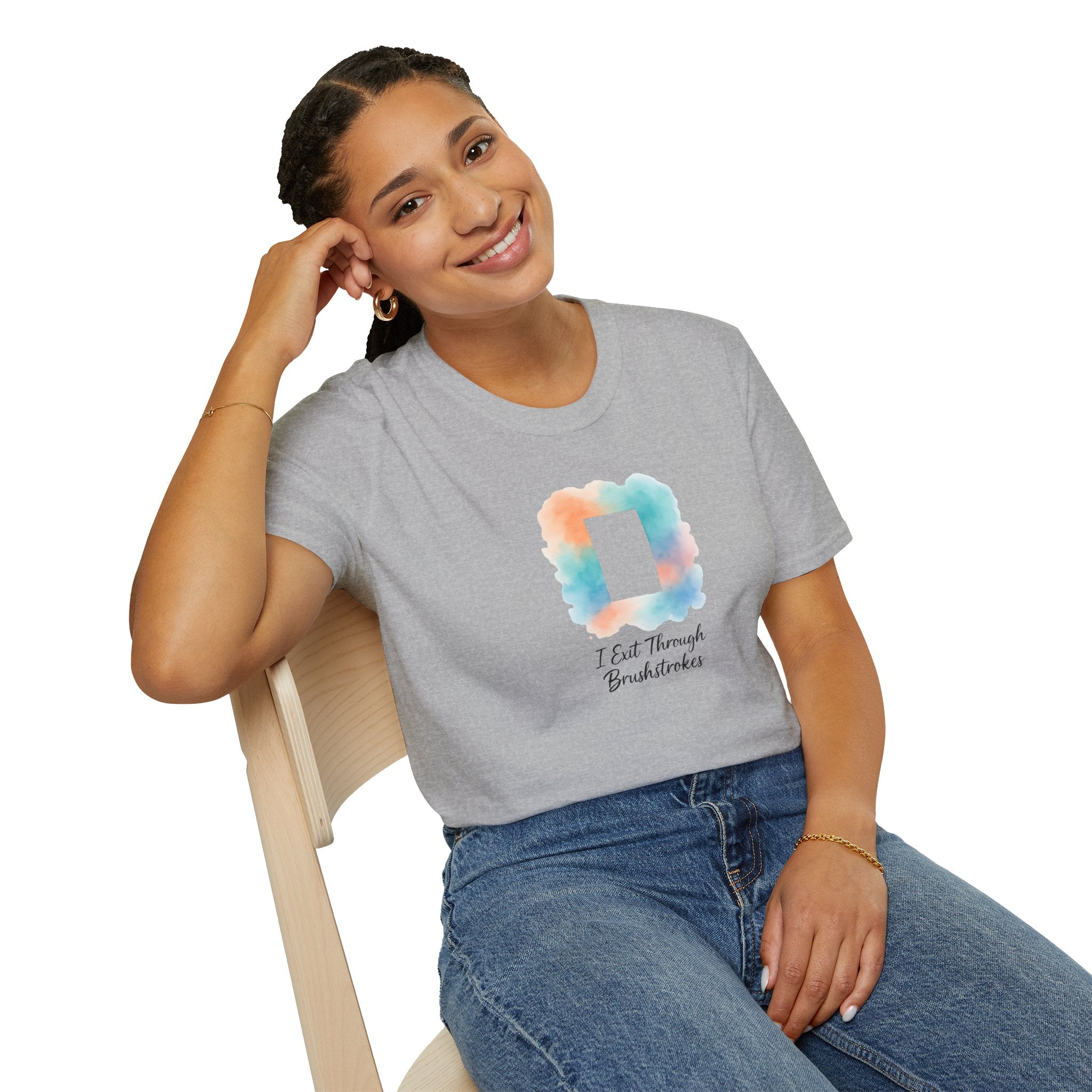 Watercolor Brush Stroke Photo Frame T-Shirt — Painting Hobby Tee-30% off in shopping cart
