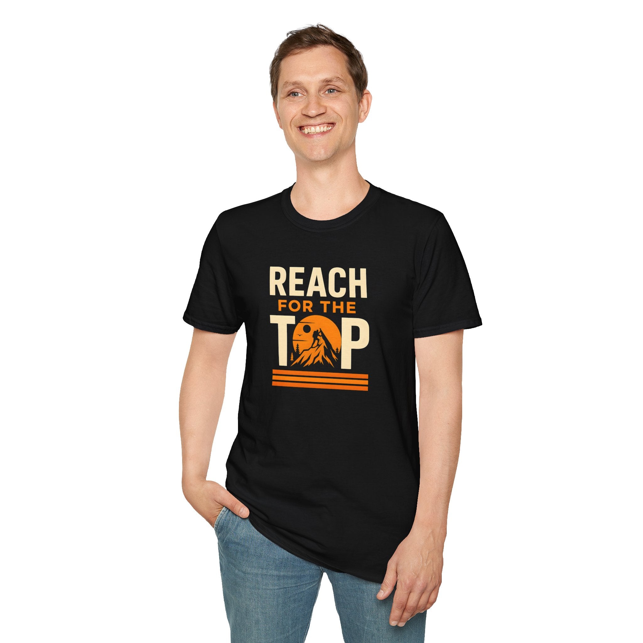 Climbing T-Shirt — "Reach for the Top" Climbers' Hobby Tee   30% off in the shopping cart