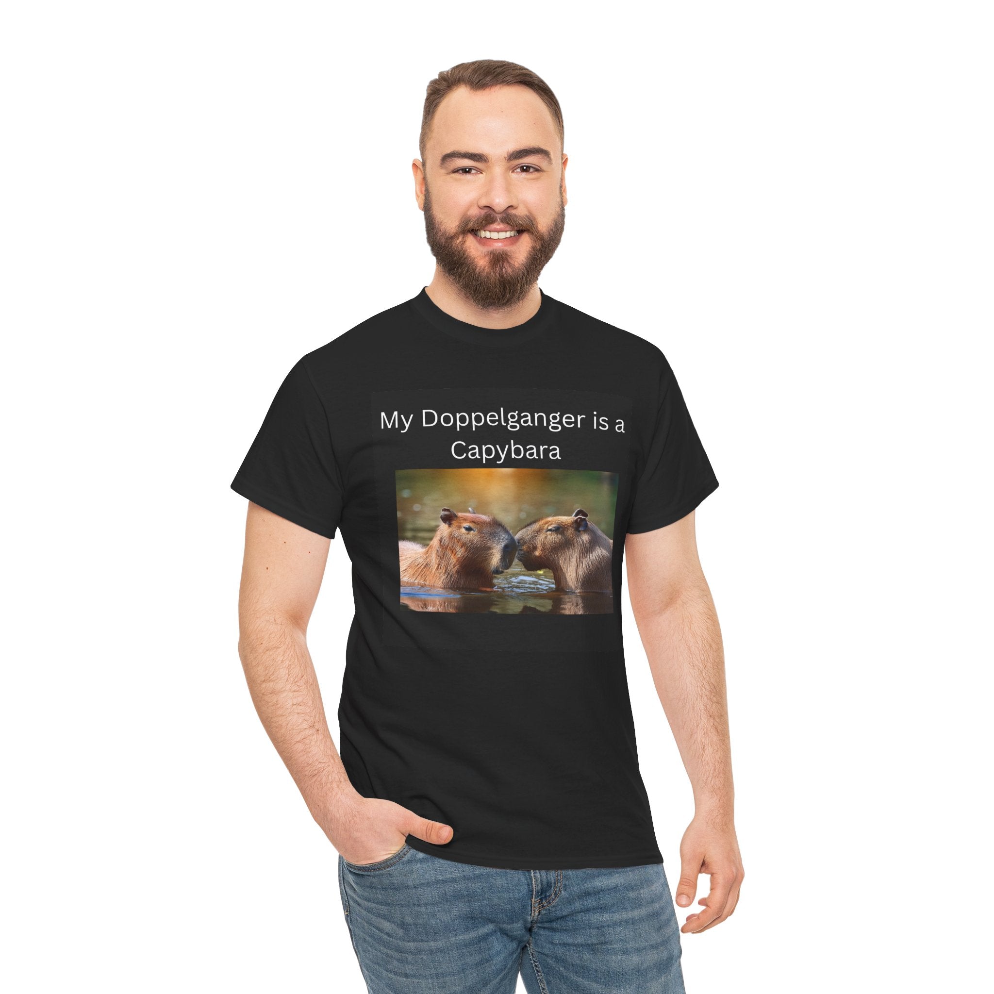 My Doppelganger is a Capybara T-Shirt | Capybara Kiss Graphic 30% off in shopping cart