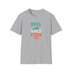 Reel Girls Fish Too T-Shirt — Women's Fishing Tee for Outdoor Anglers   30% off in the shopping cart