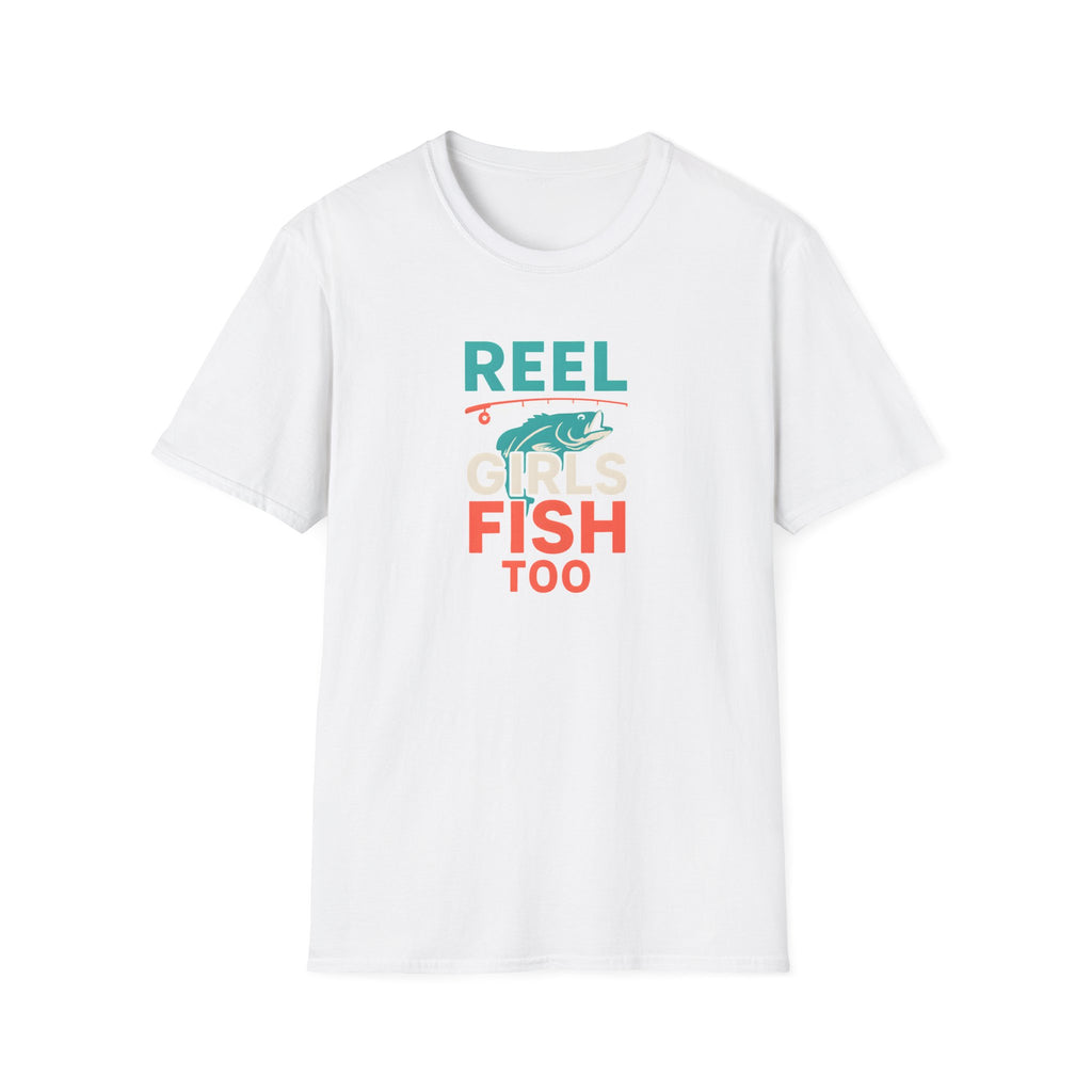 Reel Girls Fish Too T-Shirt — Women's Fishing Tee for Outdoor Anglers   30% off in the shopping cart