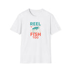 Reel Girls Fish Too T-Shirt — Women's Fishing Tee for Outdoor Anglers   30% off in the shopping cart