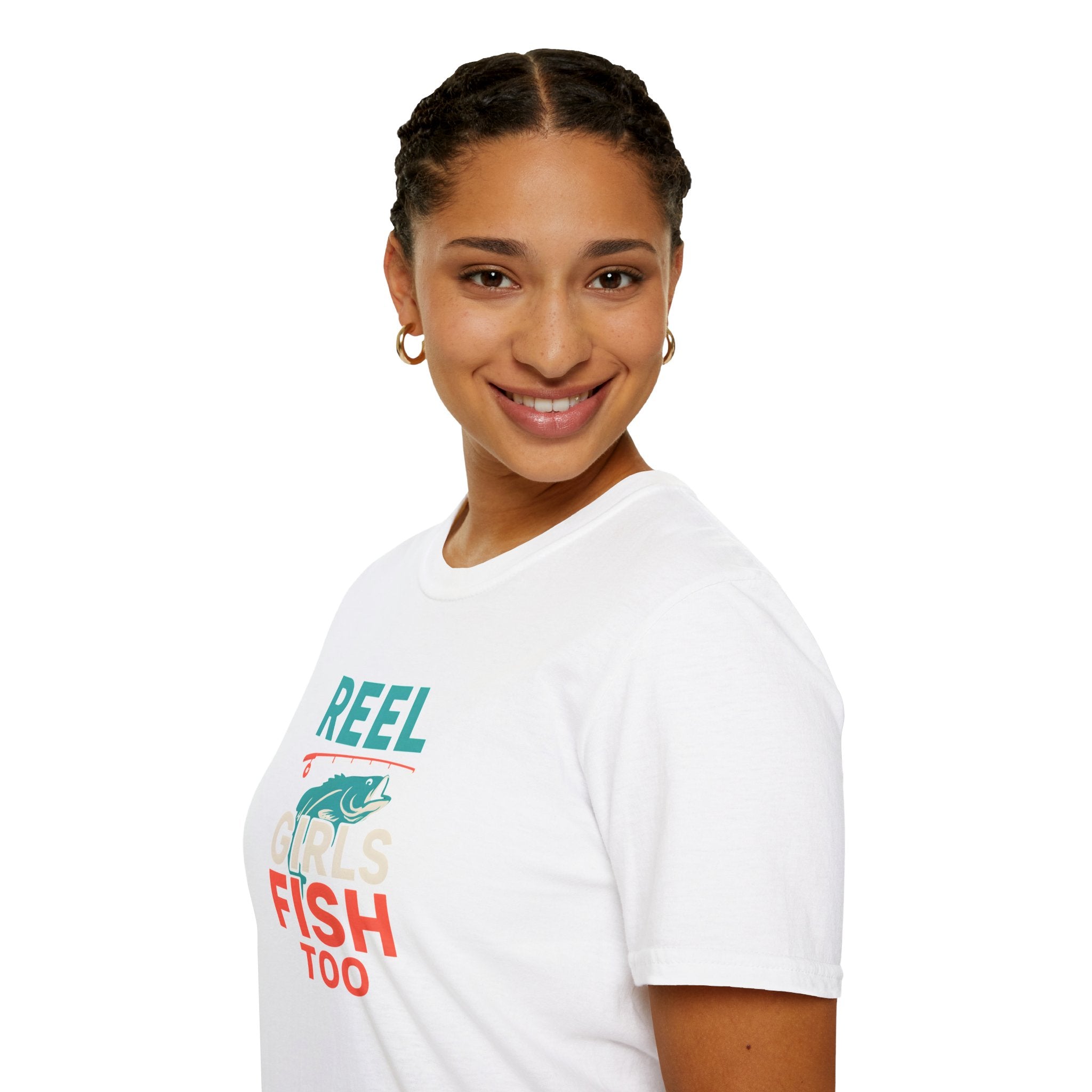 Reel Girls Fish Too T-Shirt — Women's Fishing Tee for Outdoor Anglers   30% off in the shopping cart