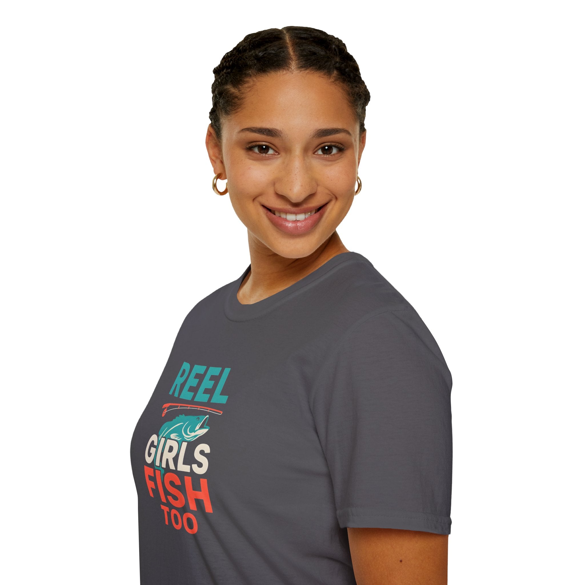 Reel Girls Fish Too T-Shirt — Women's Fishing Tee for Outdoor Anglers   30% off in the shopping cart