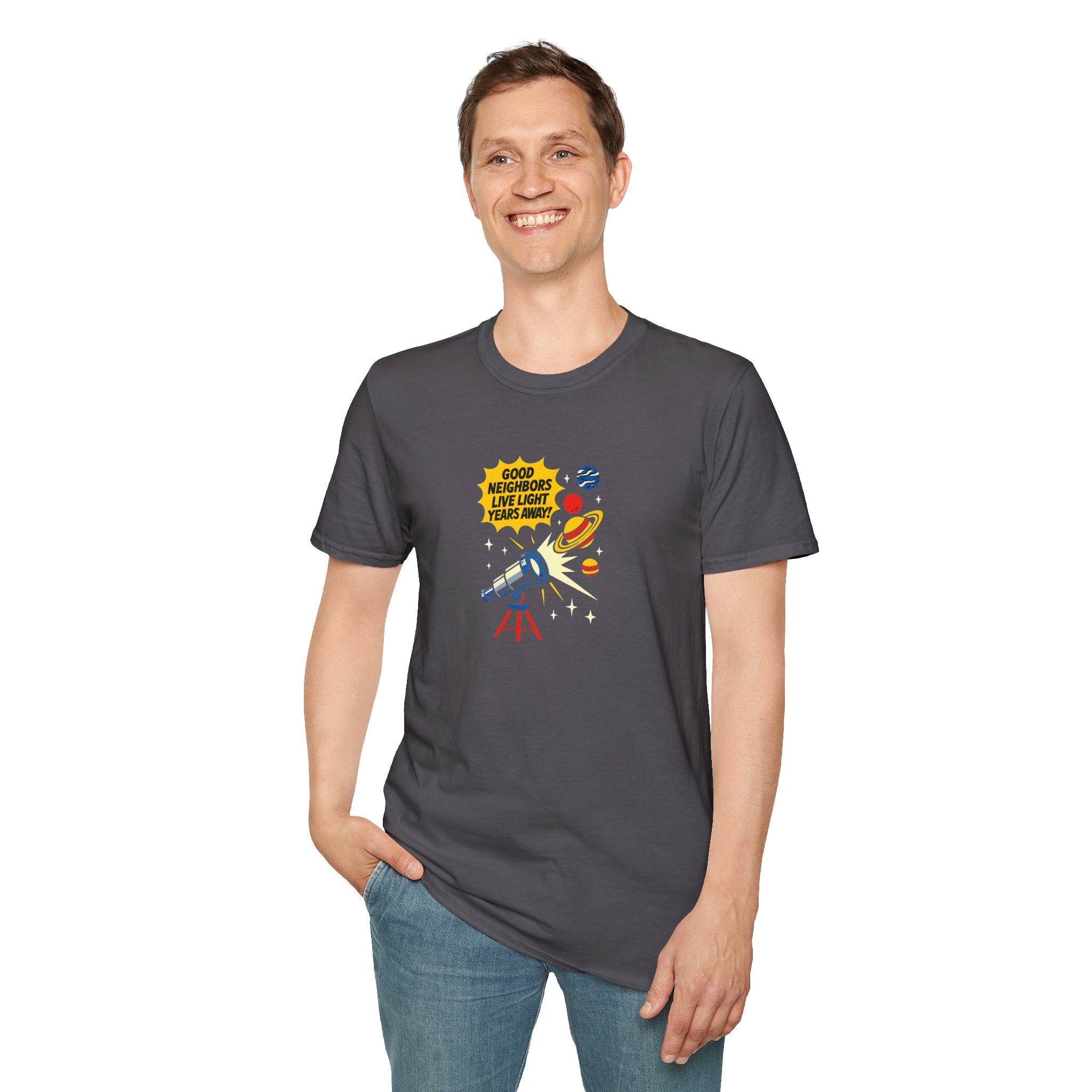 Space Telescope Poster T-Shirt — Stargazing Hobbyist Tee     30% off in the shopping cart