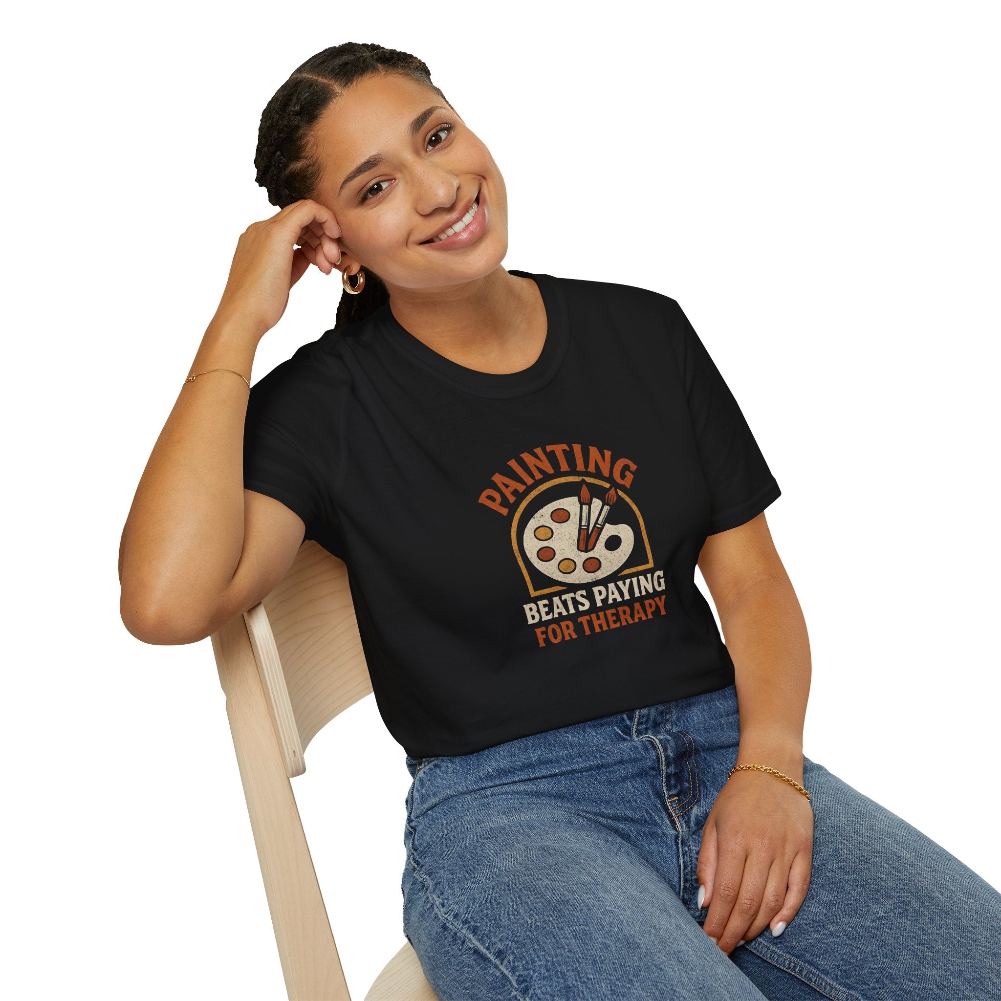 Painting Beats Therapy T-Shirt — Artistic Therapy Quote Tee-30% off in shopping cart