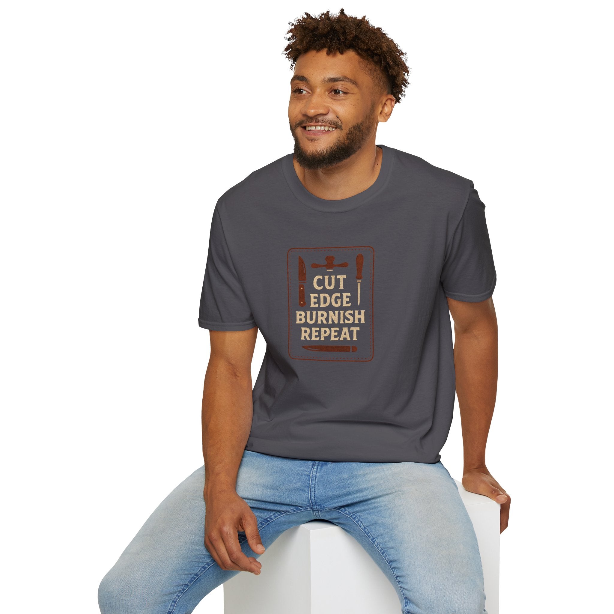 Cut Edge Burnish Repeat Metalworks T-Shirt — Metalworking Hobby Tee-30% off in shopping cart