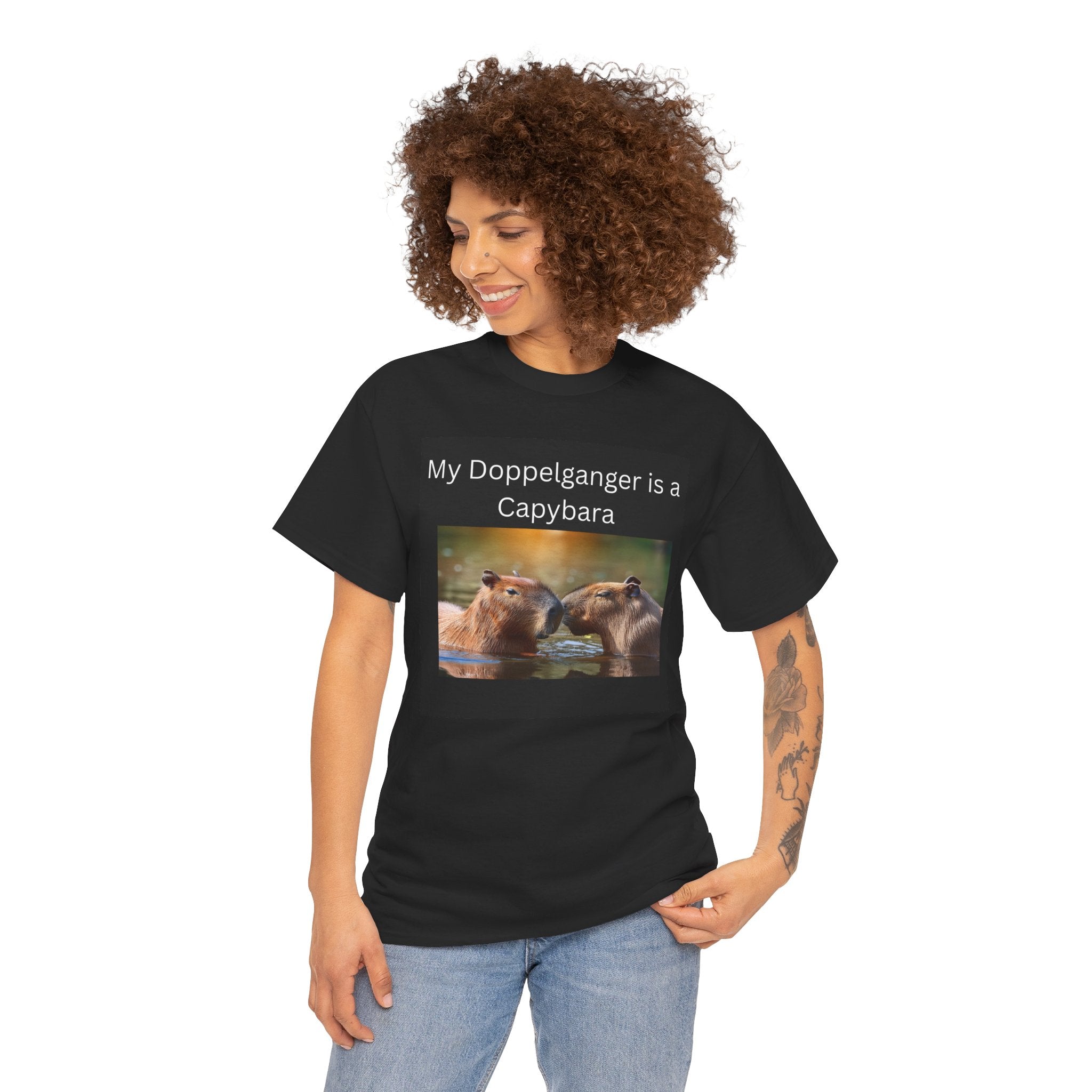 My Doppelganger is a Capybara T-Shirt | Capybara Kiss Graphic 30% off in shopping cart