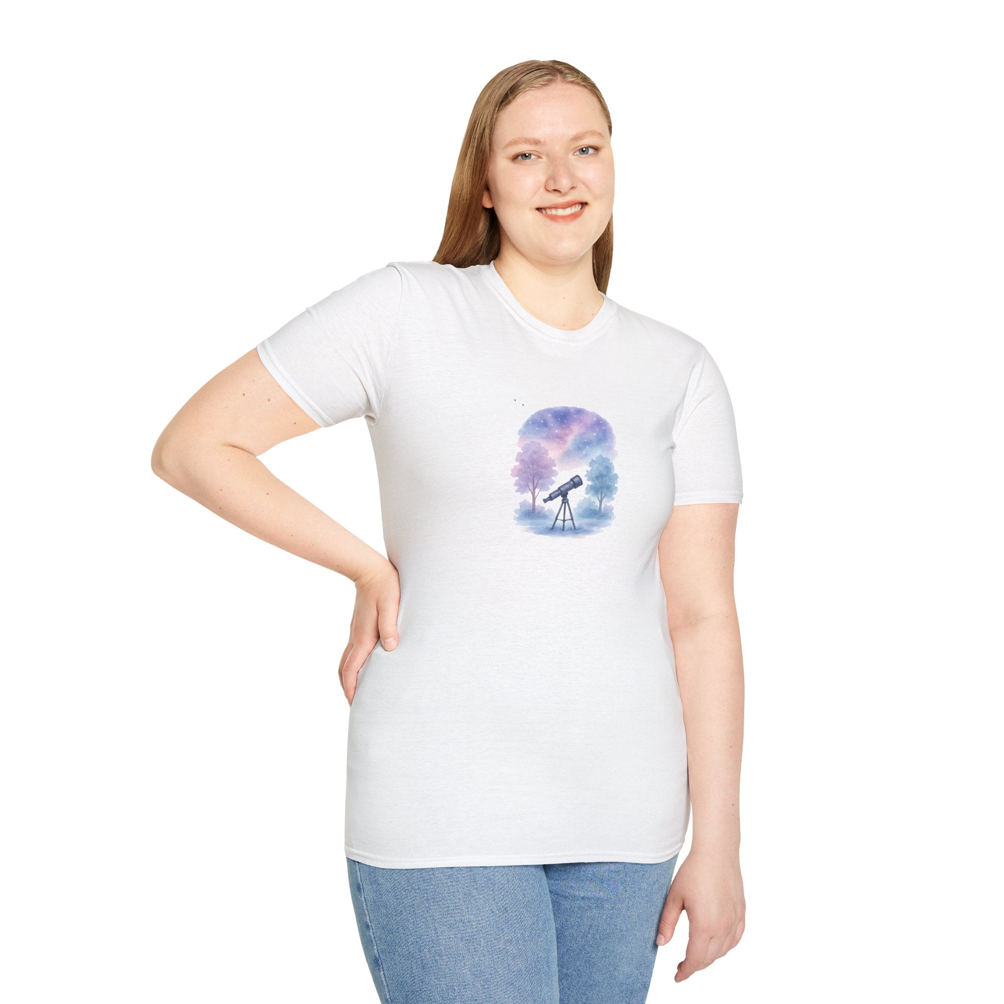 Starry Night Telescope T-Shirt — Astronomy Hobby Tee for Stargazers-30% off in shopping cart