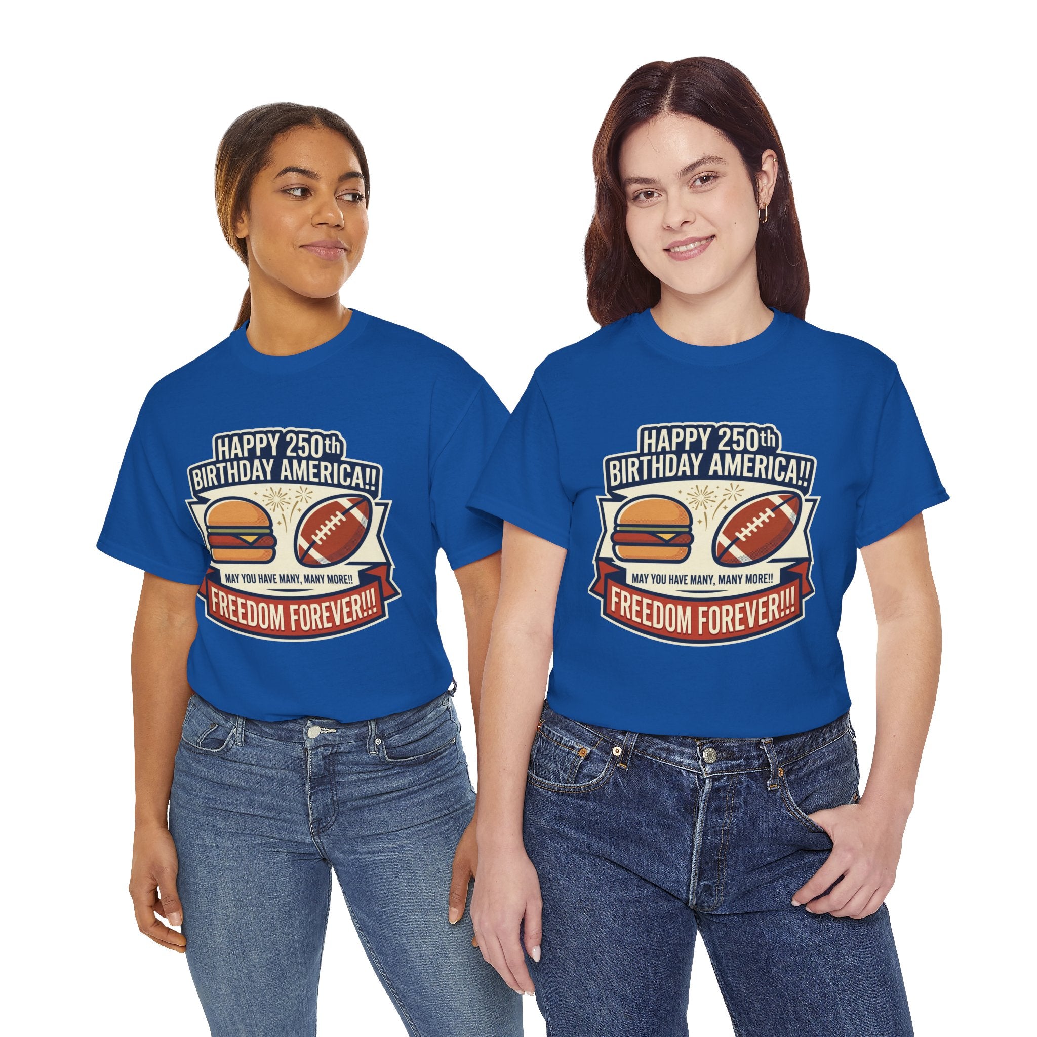 America 250 Patriotic Hamburger and Football T-Shirt | 250th Anniversary Tee- 30% off in shopping cart