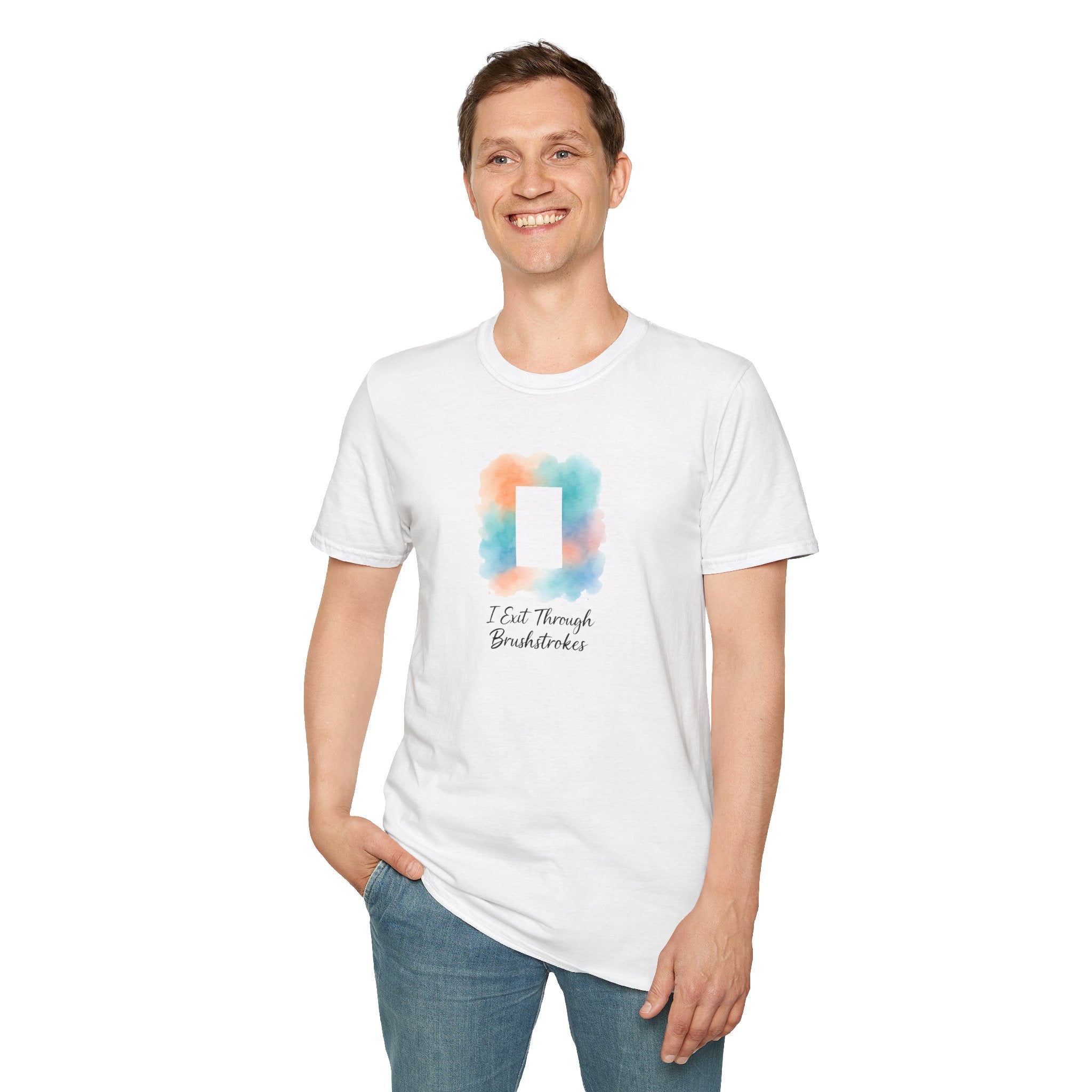 Watercolor Brush Stroke Photo Frame T-Shirt — Painting Hobby Tee-30% off in shopping cart